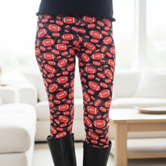 OS NEW Womens Football Leggings NFL Super Bowl Buttery Soft Yoga Pants - Picture 1 of 11